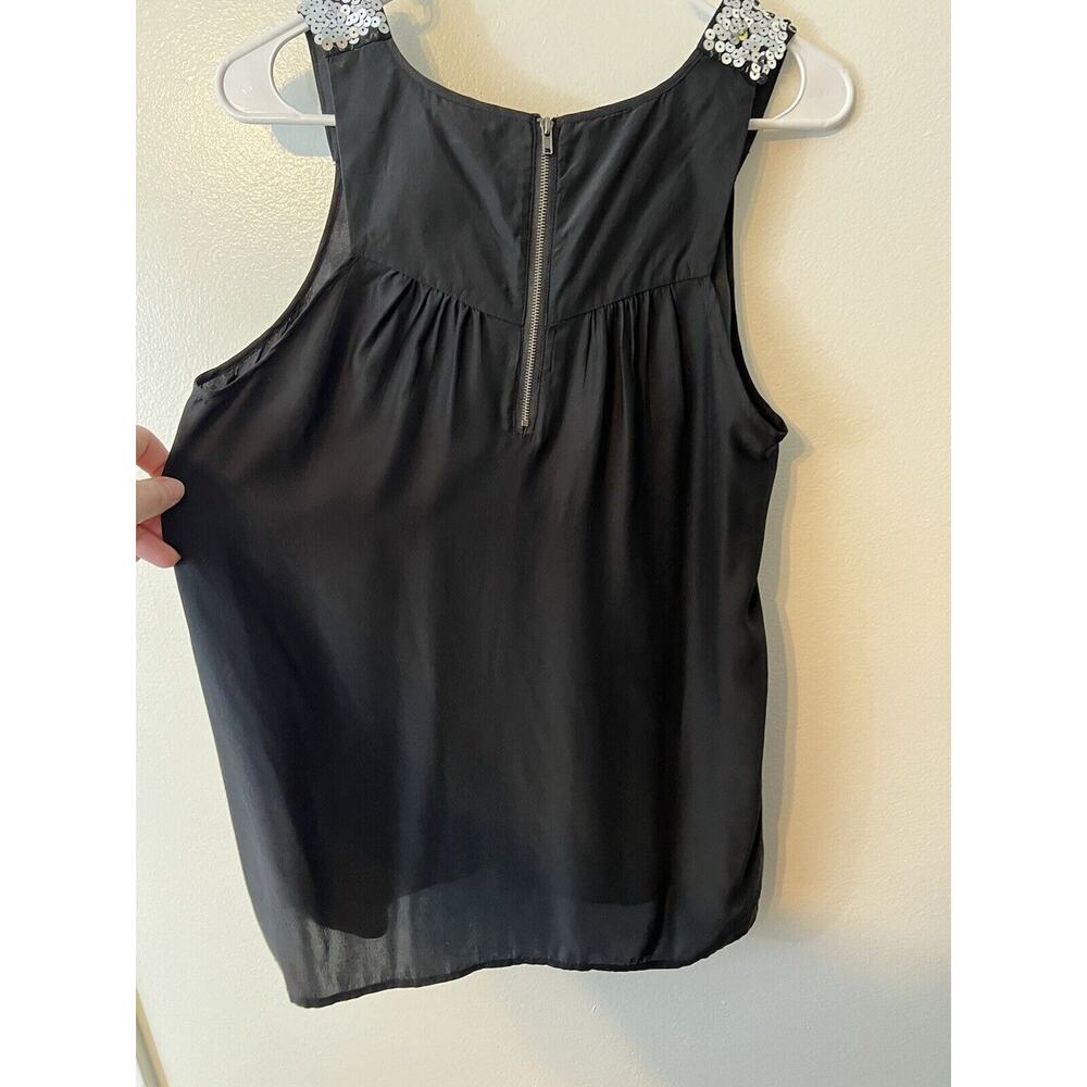 WALTER Women's Sz 2‎ 100% Silk Black Sleeveless Top Sequence Party Old Money - Picture 11 of 12